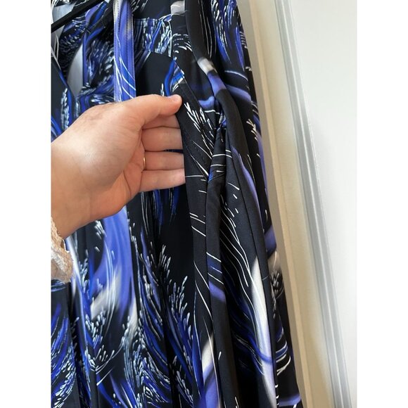 Givenchy NWOT Wave Fireworks Print Neck Tie Midi Dress Black Blue US 12 IT 44 - Picture 9 of 12